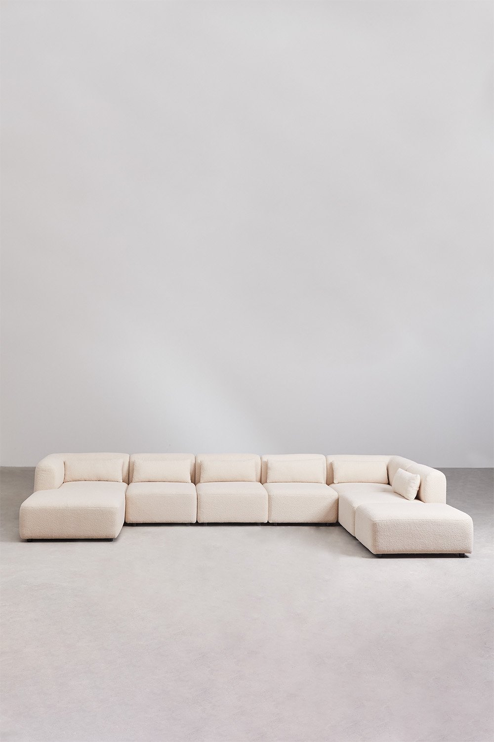 Divano componibile chaise longue sinistra 6 pezzi con pouf Fogler
