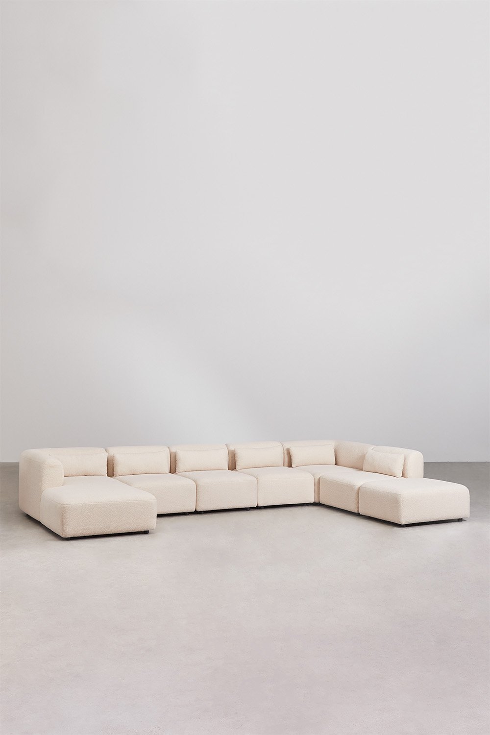 Divano componibile chaise longue sinistra 6 pezzi con pouf Fogler