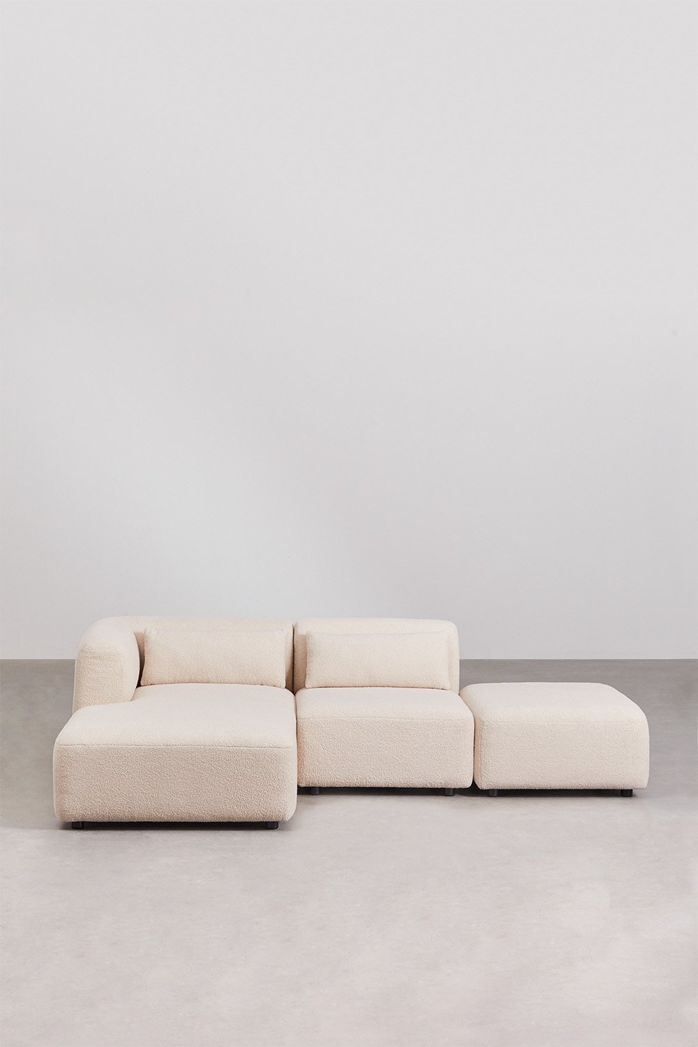 Divano componibile chaise longue sinistra in 2 pezzi con pouf Fogler