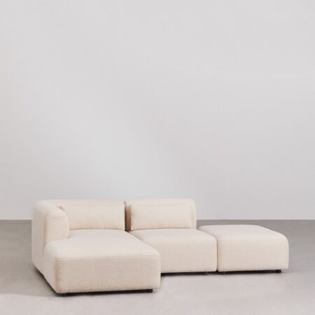 Divano componibile chaise longue sinistra in 2 pezzi con pouf Fogler