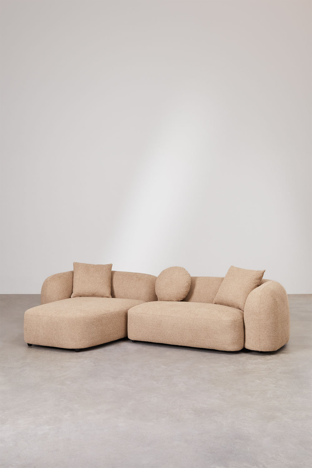 Sofà modulare con chaise longue sinistra a 2 pezzi in ciniglia Coco