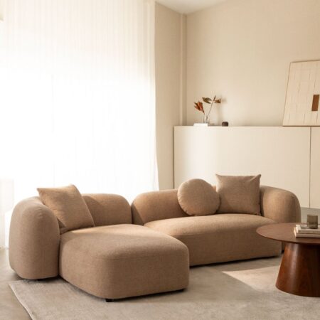 Sofà modulare con chaise longue sinistra a 2 pezzi in ciniglia Coco