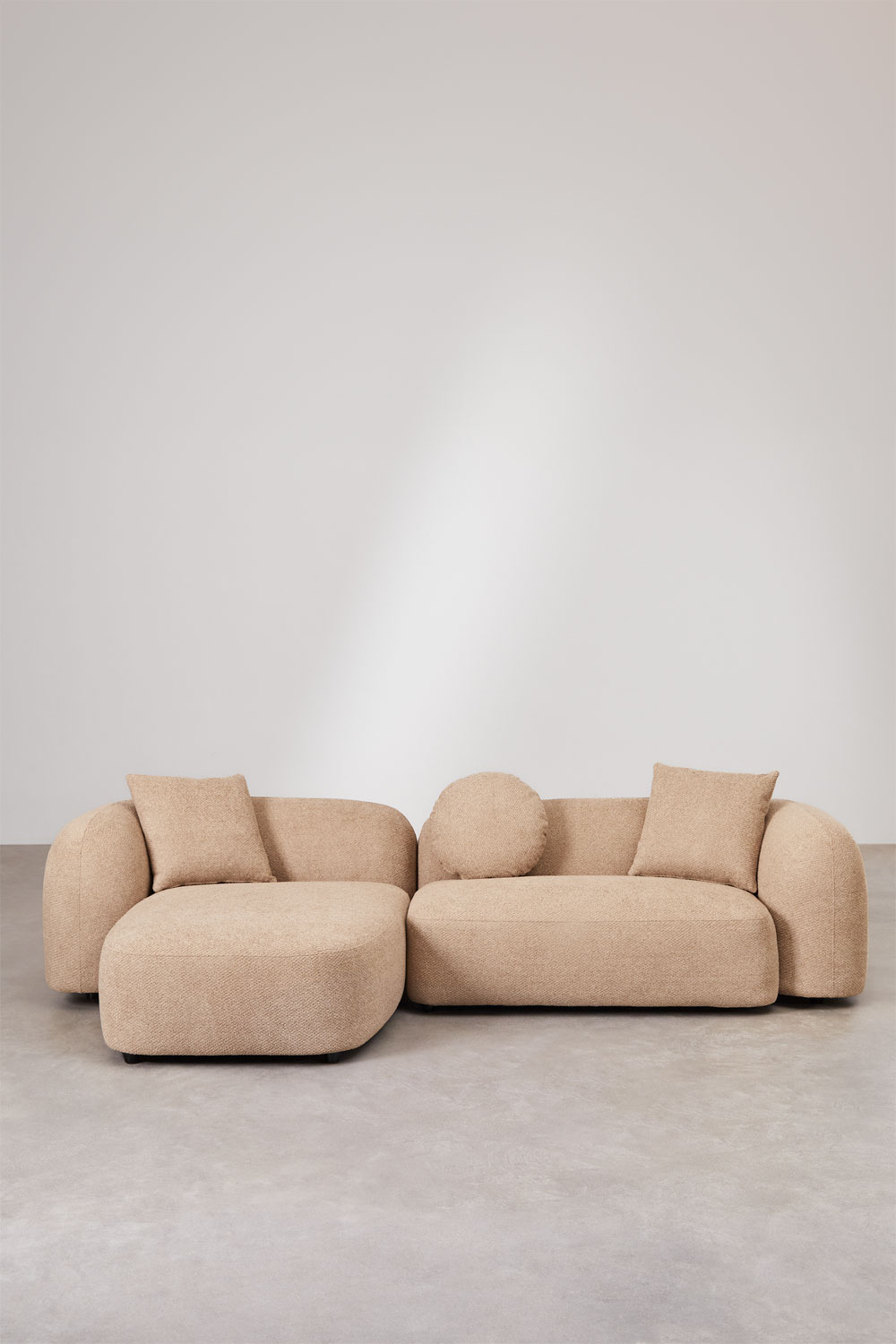 Sofà modulare con chaise longue sinistra a 2 pezzi in ciniglia Coco