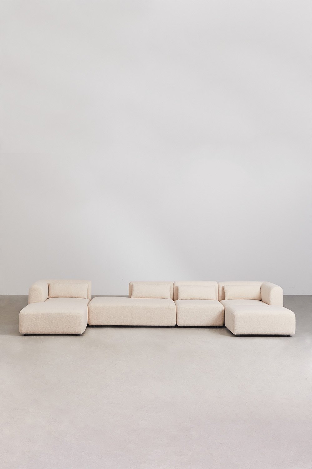 Divano componibile chaise longue sinistra in 4 pezzi con daybed e pouf Fogler