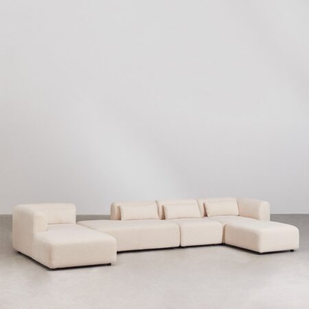 Divano componibile chaise longue sinistra in 4 pezzi con daybed e pouf Fogler