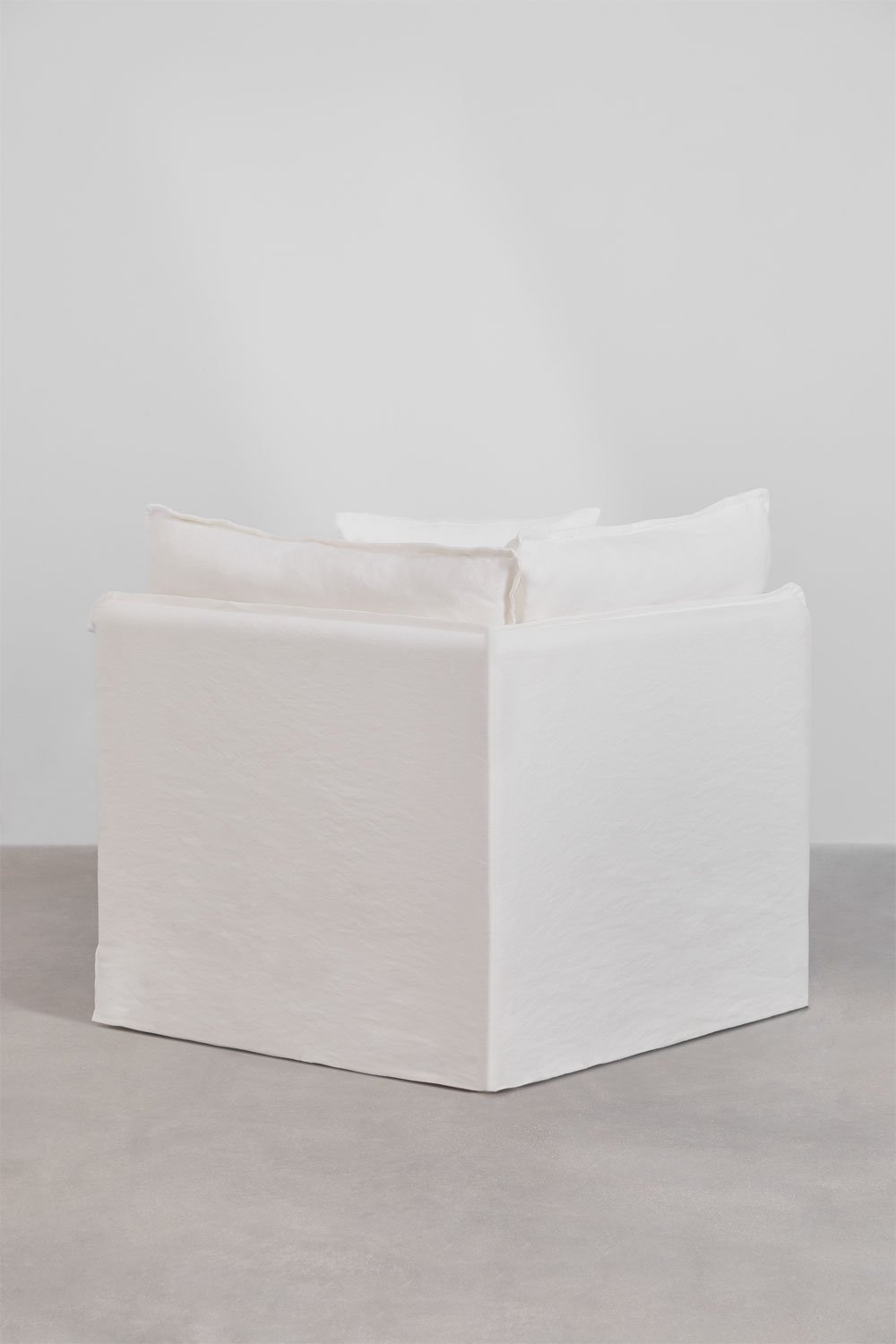 Divano componibile con chaise longue e pouf Grace in lino e cotone in 3 pezzi