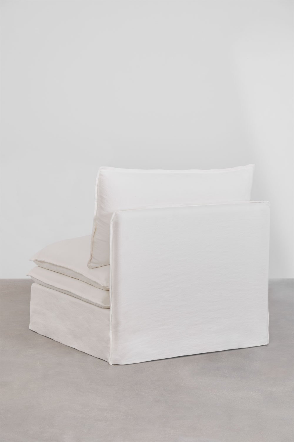 Divano componibile con chaise longue e pouf Grace in lino e cotone in 3 pezzi
