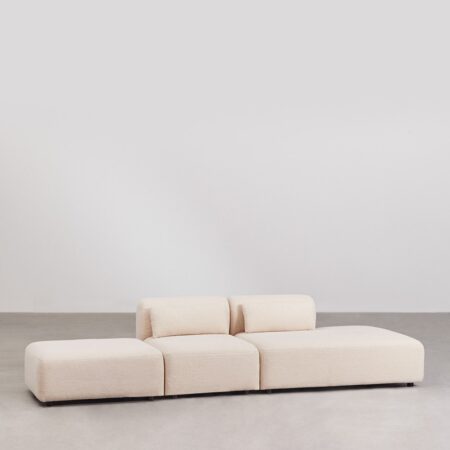 Divano componibile in 2 pezzi con chaise longue destra e pouf Fogler
