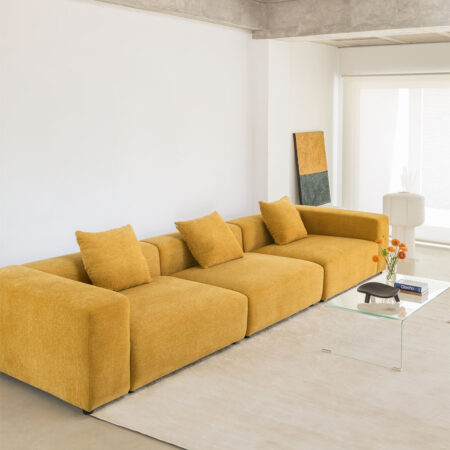 Sofà modulare a 3 pezzi (↔︎375 cm) con bracciolo alto Bruna