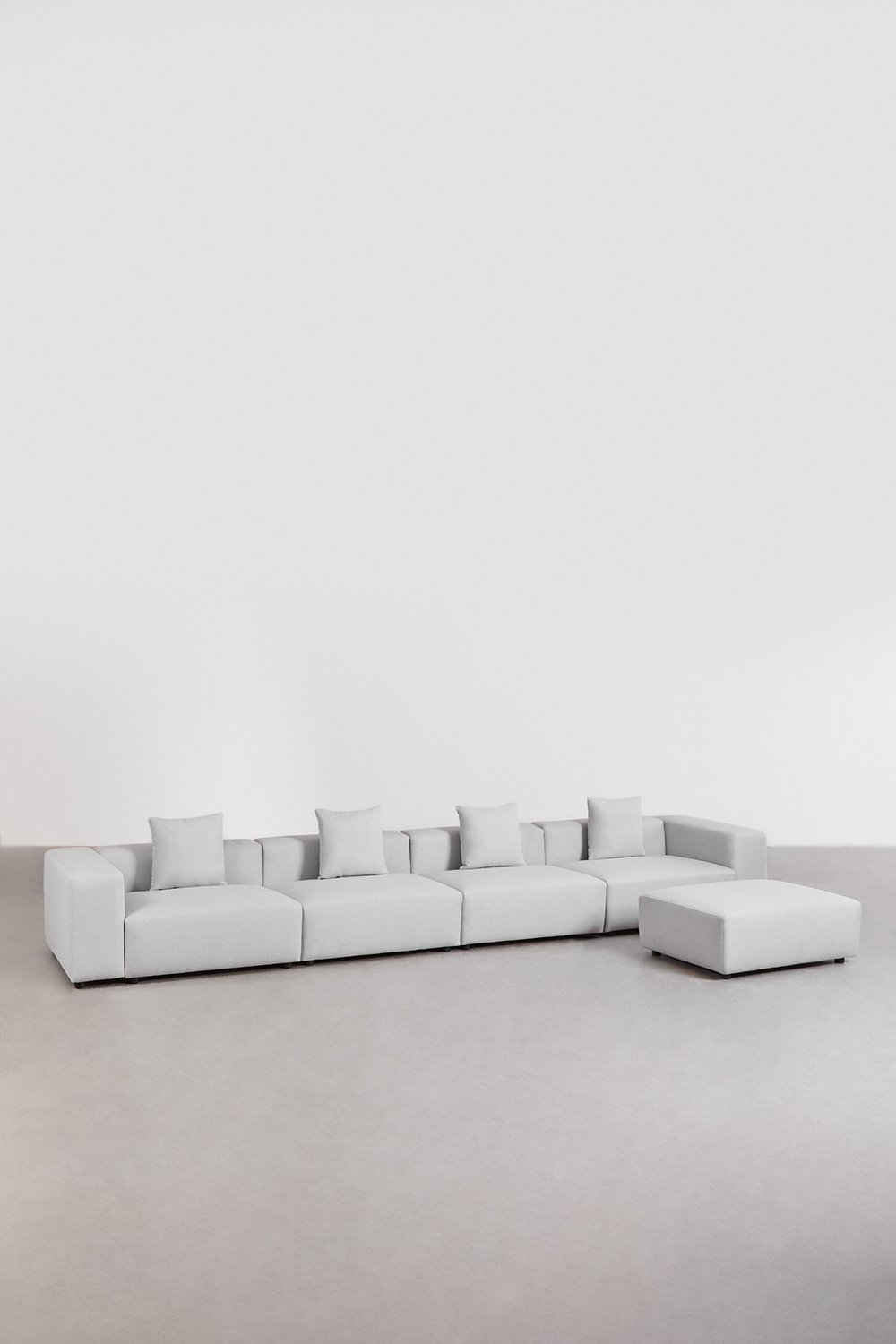Divano modulare a 4 pezzi con bracciolo alto e pouf (â†”ï¸Ž480 cm) Bruna