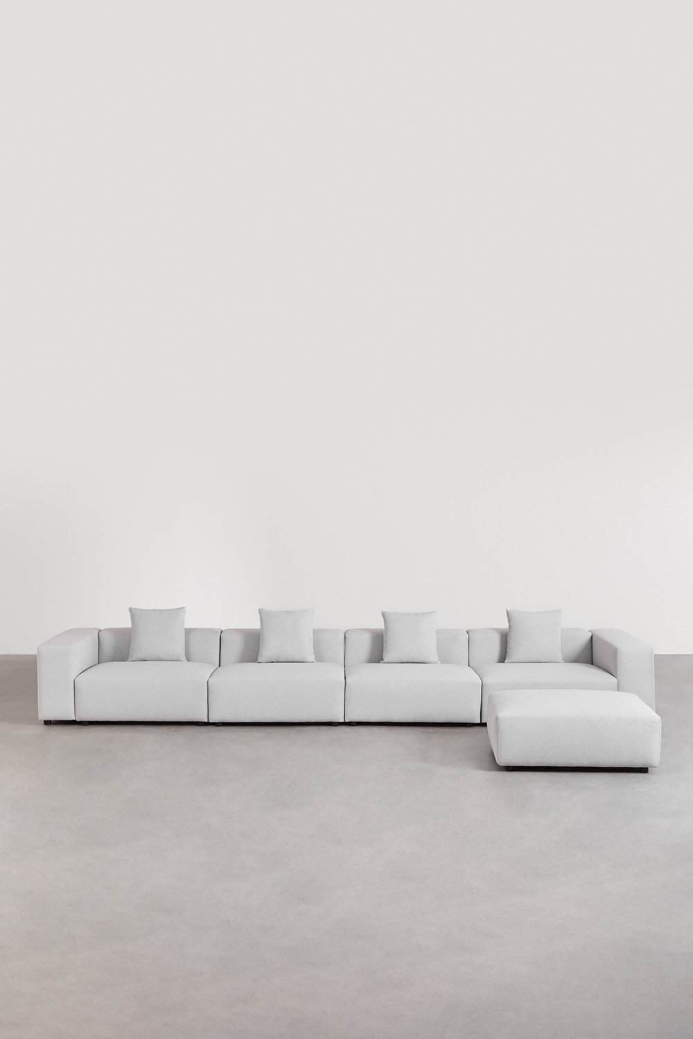 Divano modulare a 4 pezzi con bracciolo alto e pouf (â†”ï¸Ž480 cm) Bruna