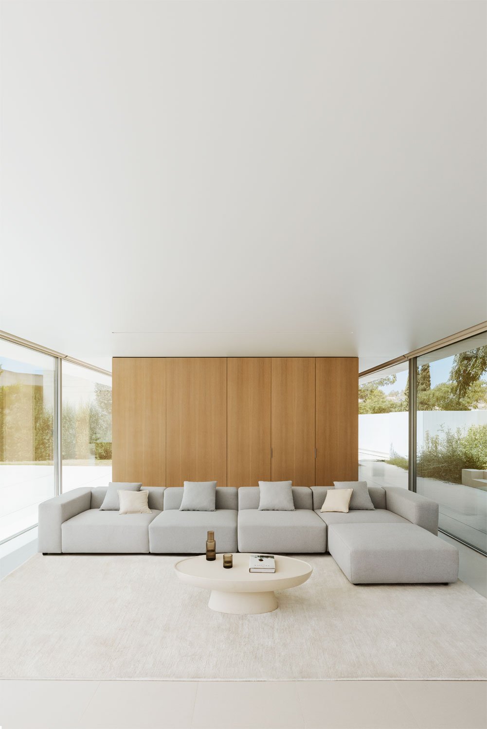 Divano modulare a 4 pezzi con bracciolo alto e pouf (â†”ï¸Ž480 cm) Bruna