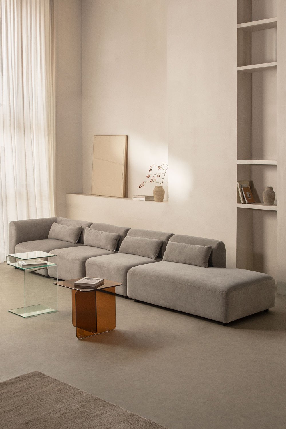 Divano modulare angolare Fogler in 4 pezzi con chaise lounge destra