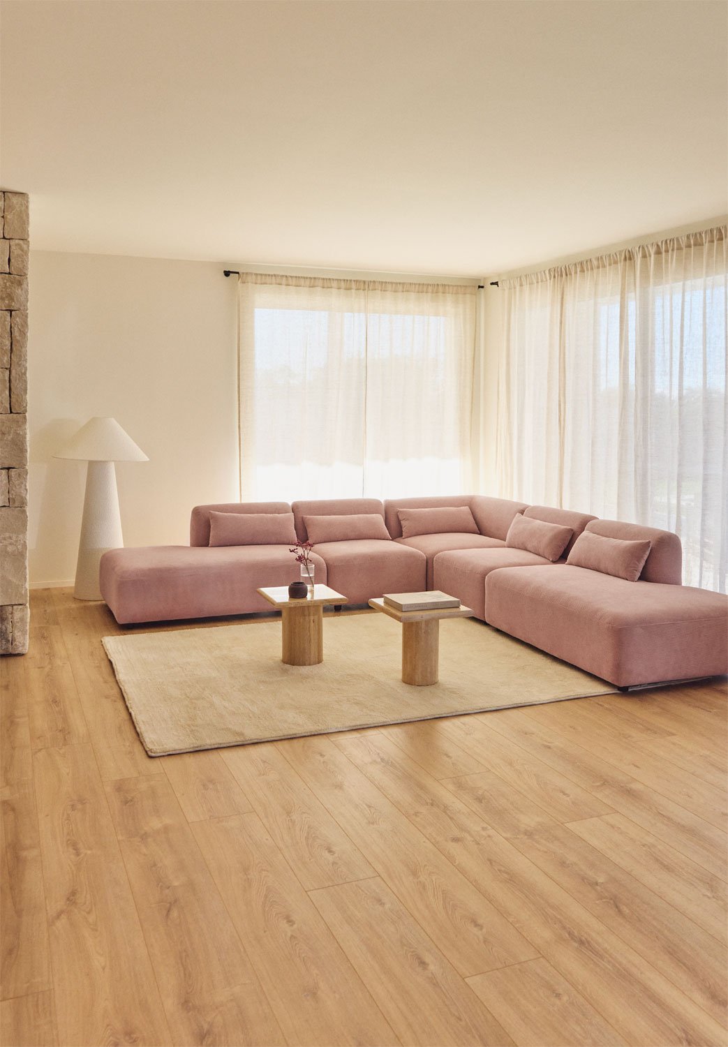 Divano modulare angolare Fogler in 5 pezzi con doppia chaise lounge