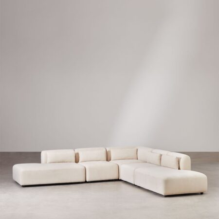 Divano modulare angolare Fogler in 5 pezzi con doppia chaise lounge