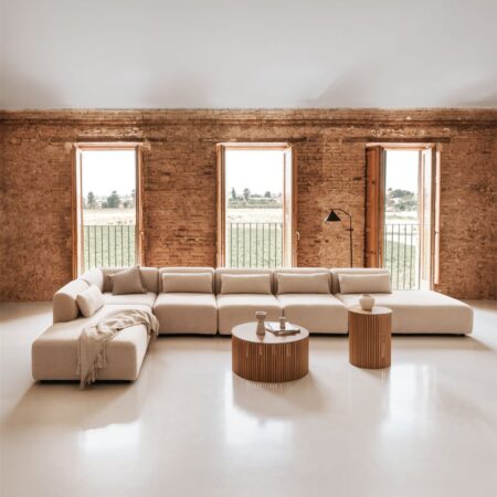 Divano modulare angolare Fogler in 6 pezzi con doppia chaise lounge