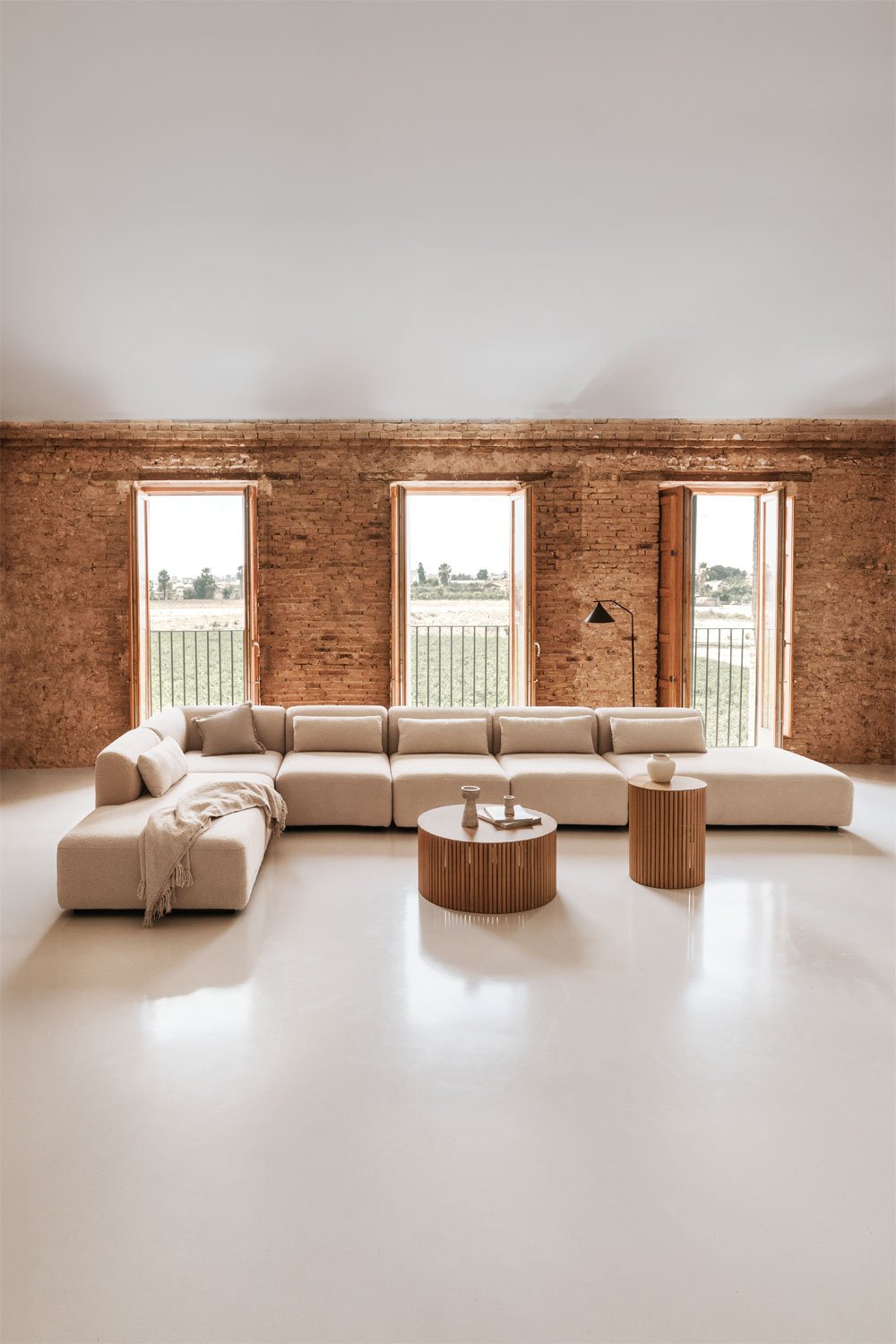 Divano modulare angolare Fogler in 6 pezzi con doppia chaise lounge