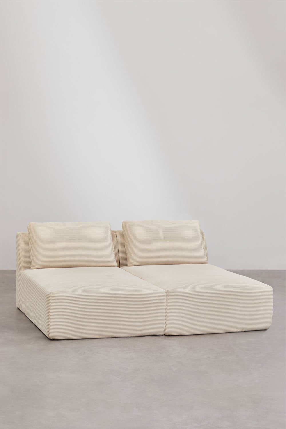 Divano chaise longue modulare in 2 pezzi in velluto a coste sottovuoto Temple