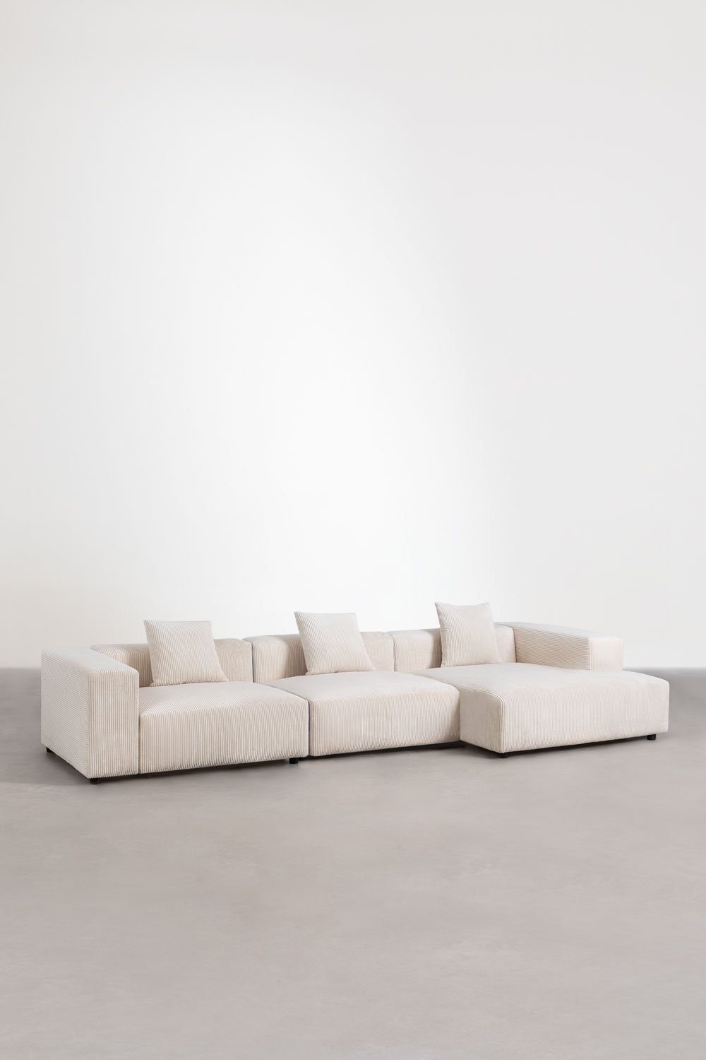 Divano modulare con chaise longue destra a 3 pezzi (â†”ï¸Ž375 cm) con bracciolo alto Bruna