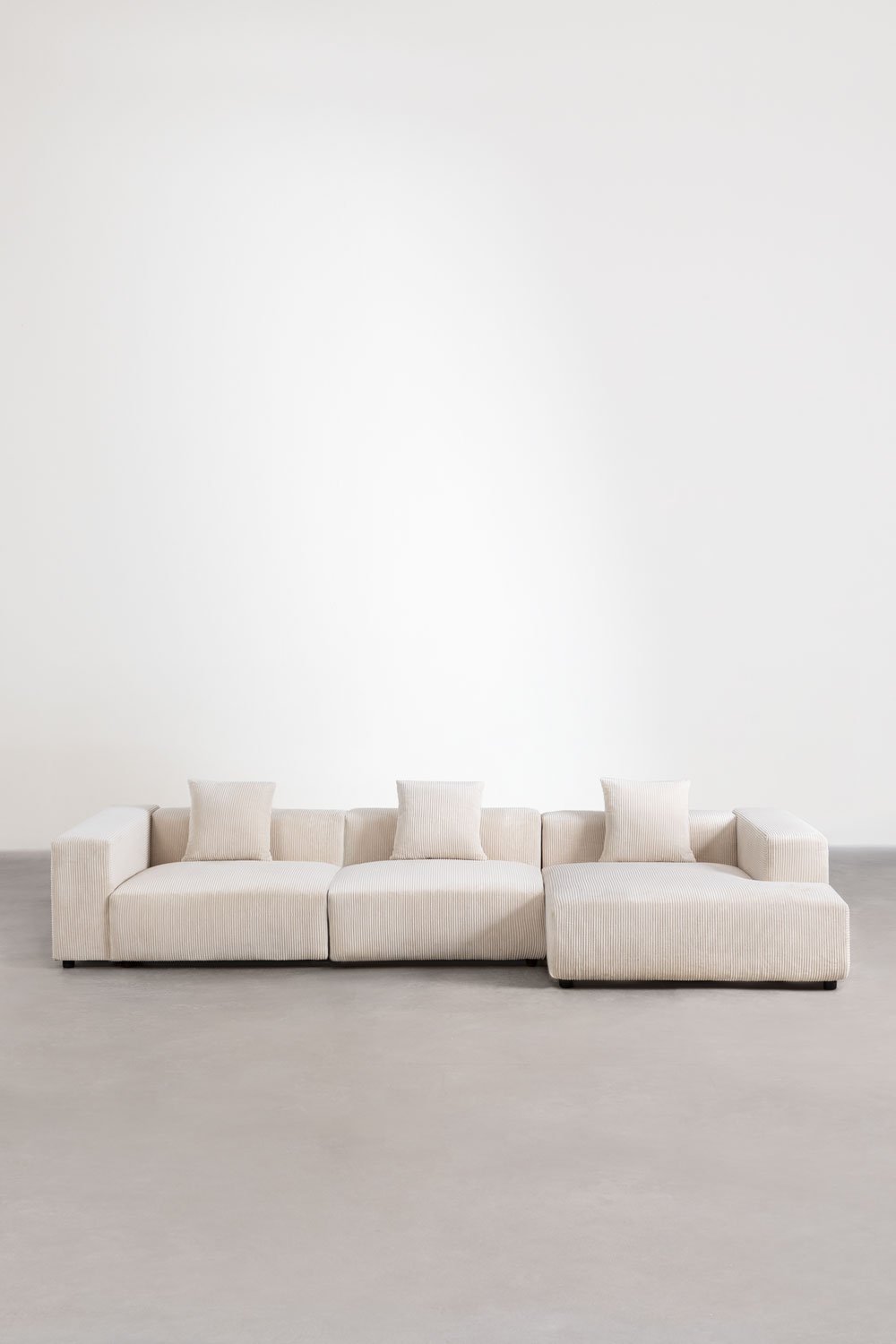 Divano modulare con chaise longue destra a 3 pezzi (â†”ï¸Ž375 cm) con bracciolo alto Bruna