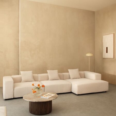 Divano modulare con chaise longue destra a 3 pezzi (â†”ï¸Ž375 cm) con bracciolo alto Bruna