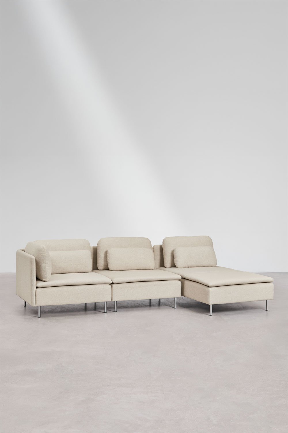Divano modulare con chaise longue destra a 3 pezzi con modulo angolare Oriol