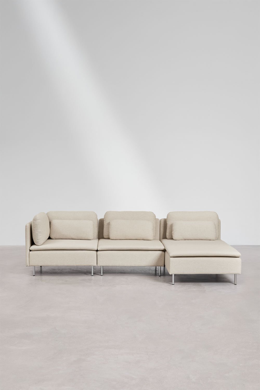 Divano modulare con chaise longue destra a 3 pezzi con modulo angolare Oriol