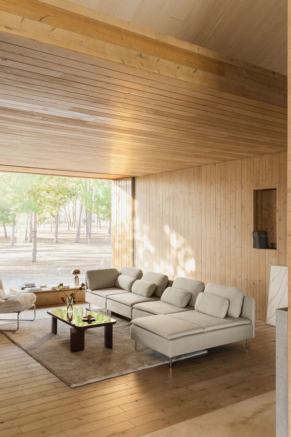 Divano modulare con chaise longue destra a 4 pezzi con modulo angolare Oriol