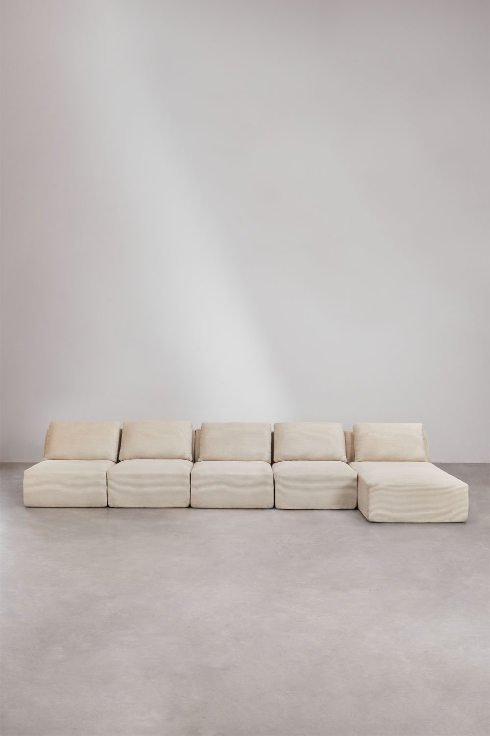 Divano componibile chaise longue destra 5 pezzi in velluto a coste sottovuoto Temple