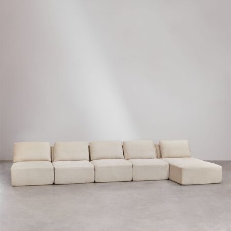 Divano componibile chaise longue destra 5 pezzi in velluto a coste sottovuoto Temple