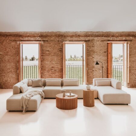 Divano modulare con chaise longue destra in 5 pezzi con doppia chaise fogler