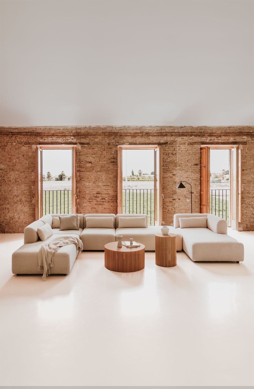 Divano modulare con chaise longue destra in 5 pezzi con doppia chaise fogler