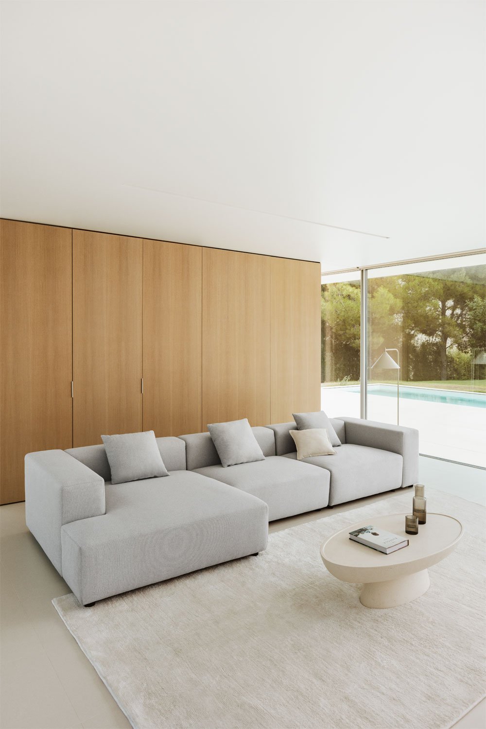 Sofà modulare con chaise longue sinistra a 3 pezzi (↔︎375 cm) con bracciolo alto Bruna