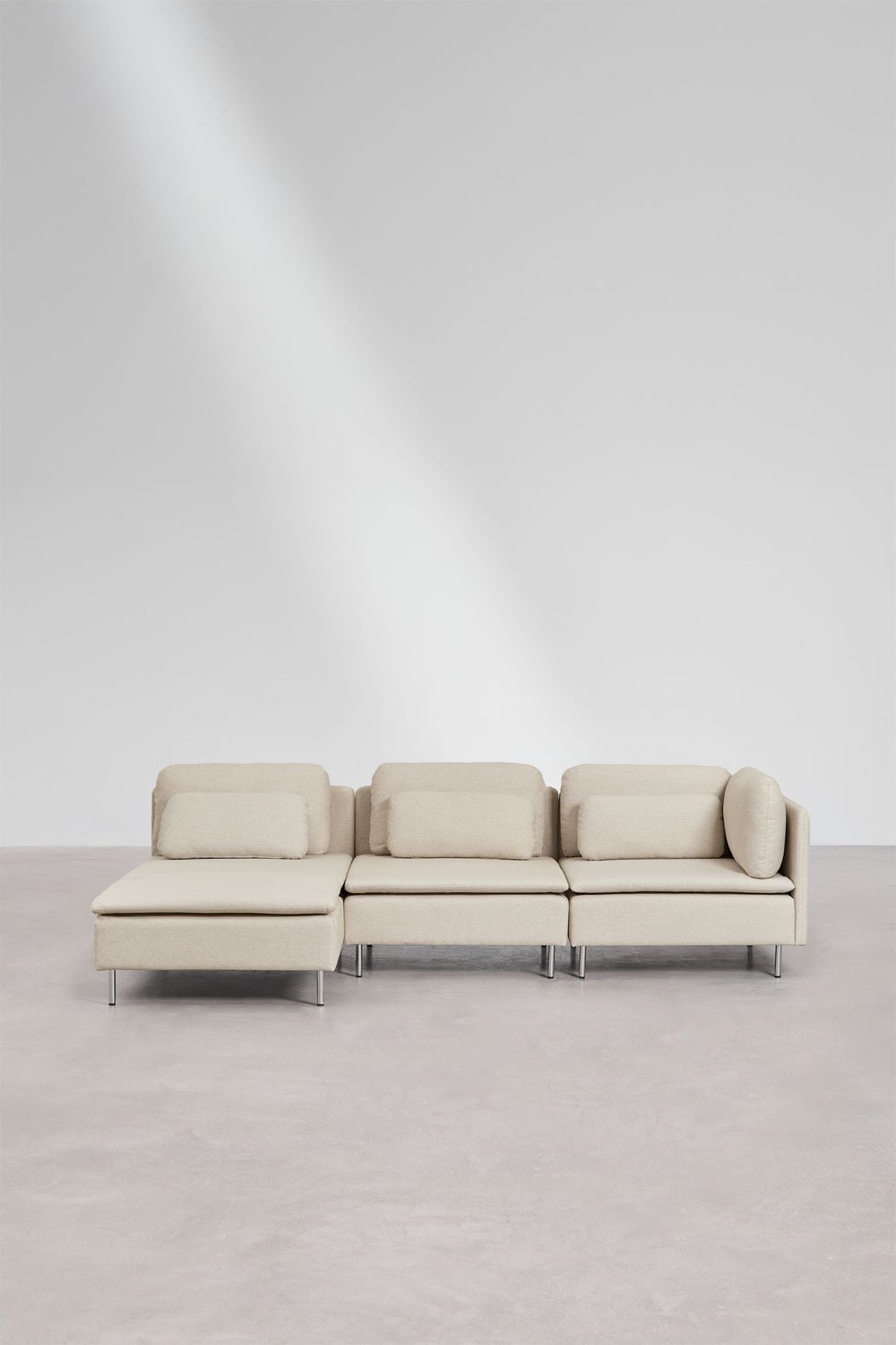Divano modulare con chaise longue sinistra a 3 pezzi con modulo angolare Oriol