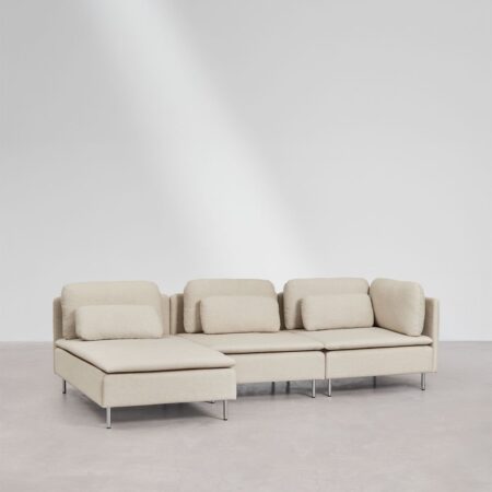 Divano modulare con chaise longue sinistra a 3 pezzi con modulo angolare Oriol