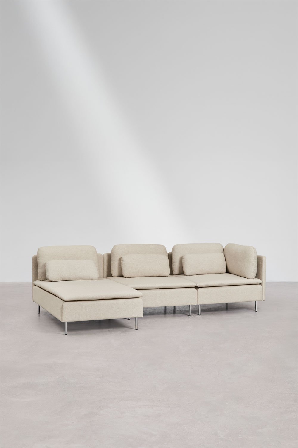 Divano modulare con chaise longue sinistra a 3 pezzi con modulo angolare Oriol