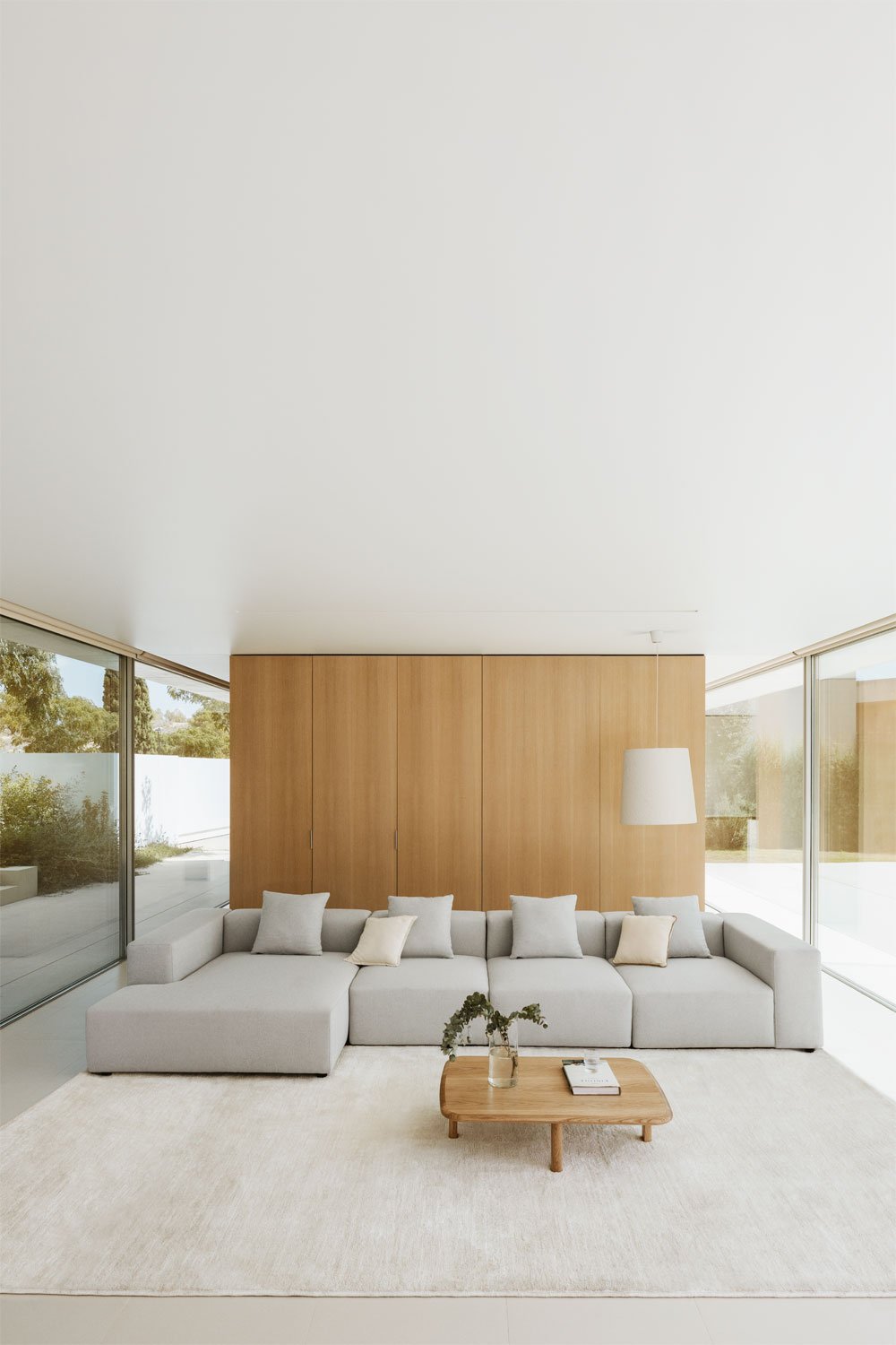 Sofà modulare con chaise longue sinistra a 4 pezzi (↔︎420 cm) con bracciolo alto Bruna
