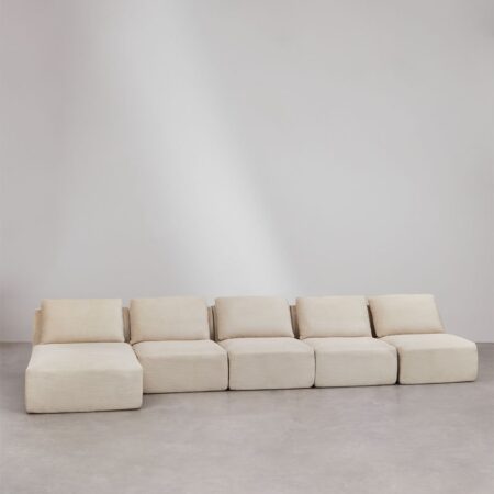 Divano modulare Temple chaise longue sinistra 5 pezzi in velluto a coste sottovuoto