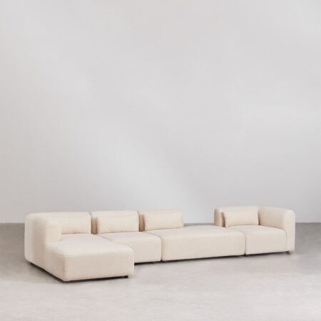 Divano modulare con chaise longue sinistra in 4 pezzi con chaise lounge Fogler