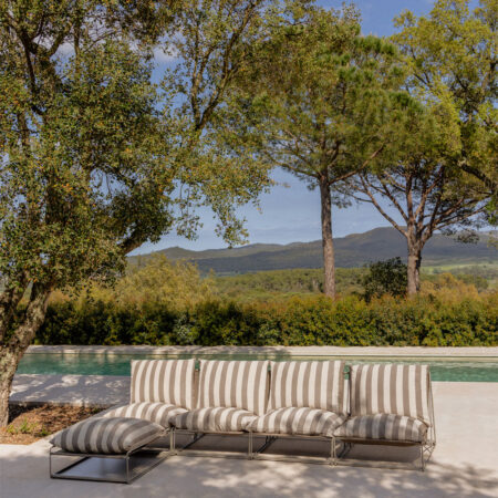 Divano modulare da giardino a 4 pezzi e pouf convertibile Amaro