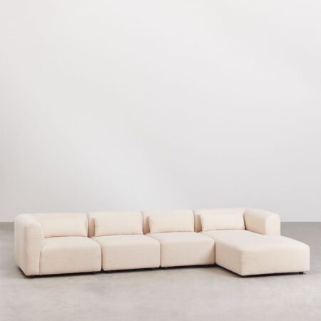 Divano modulare Fogler con chaise longue destra in 4 pezzi
