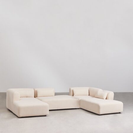 Divano modulare Fogler con chaise longue sinistra in 4 pezzi con doppia chaise longue
