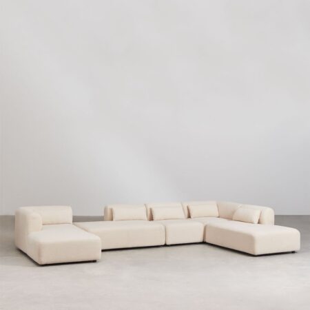 Divano modulare Fogler con chaise longue sinistra in 5 pezzi con doppia chaise longue