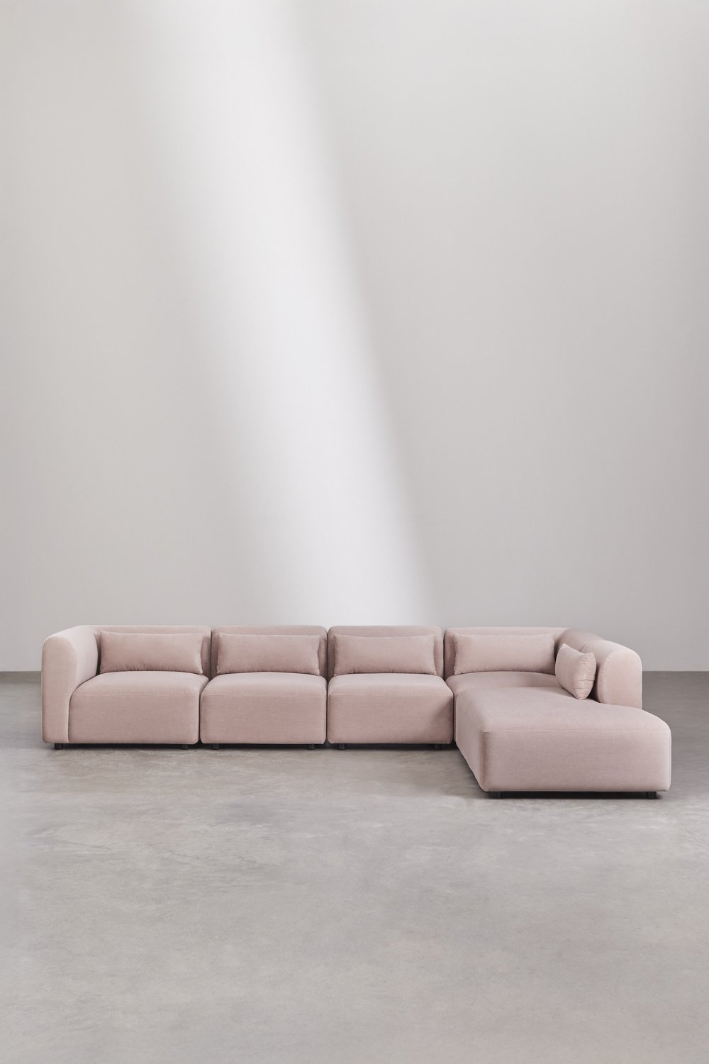 Divano modulare Fogler in 5 pezzi con chaise longue destra