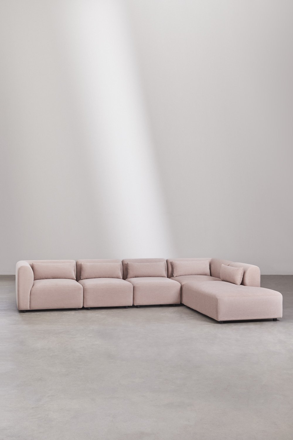 Divano modulare Fogler in 5 pezzi con chaise longue destra