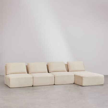 Divano modulare Temple 4 pezzi chaise longue destra in velluto a coste sottovuoto