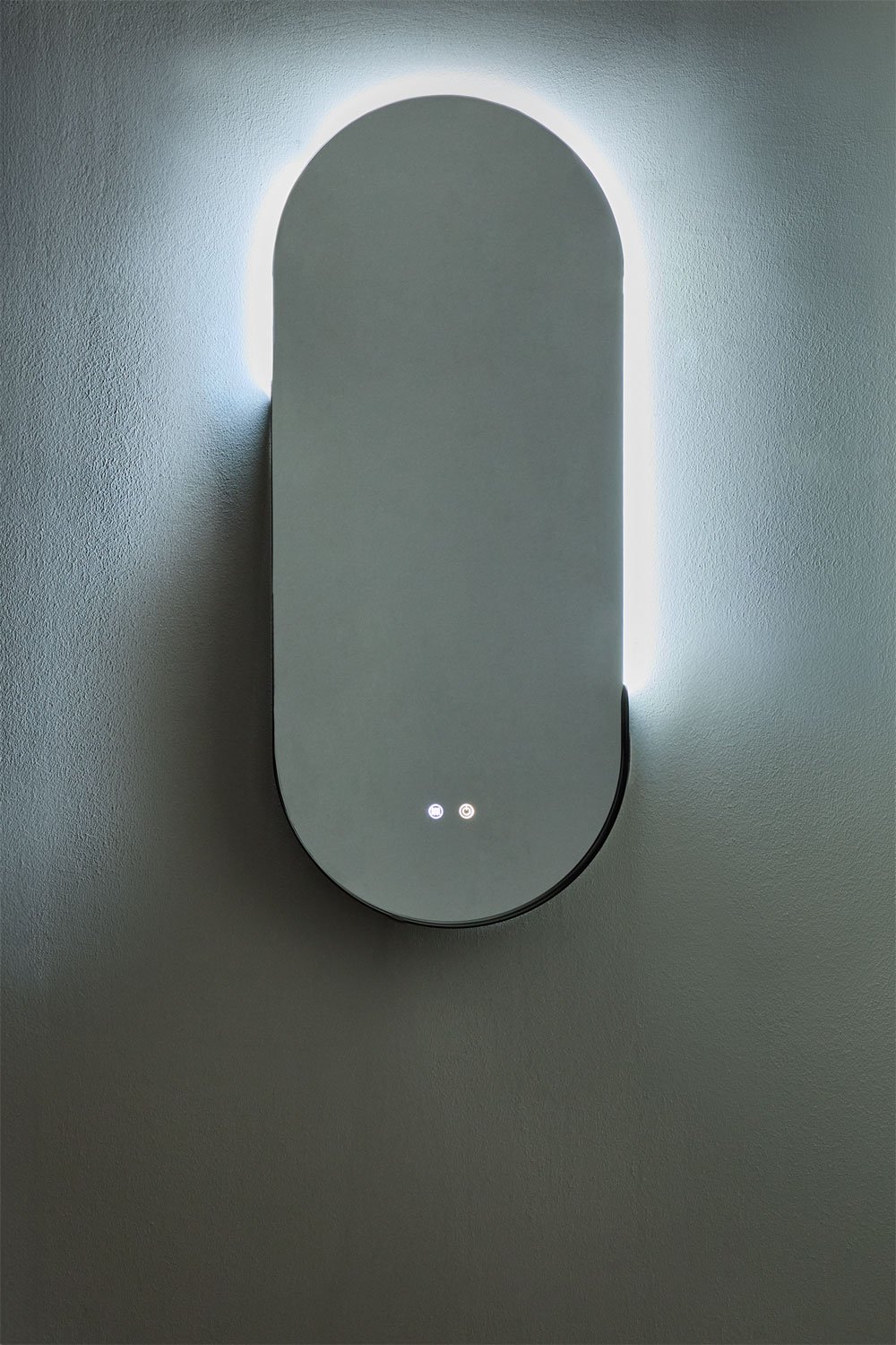 Specchio da parete ovale da bagno con luce LED e antiappannamento (45x105 cm) Vacson