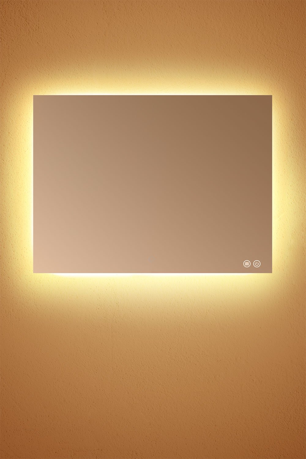 Specchio da parete rettangolare da bagno con luce LED e antiappannamento (120x90 cm) Sivren
