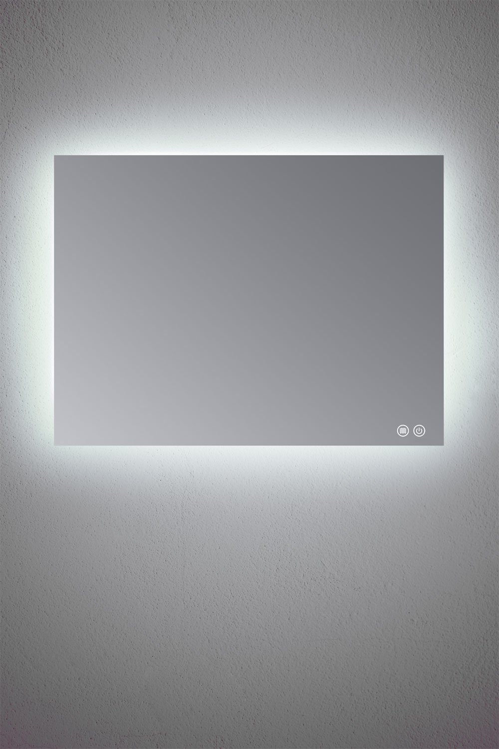 Specchio da parete rettangolare da bagno con luce LED e antiappannamento (120x90 cm) Sivren