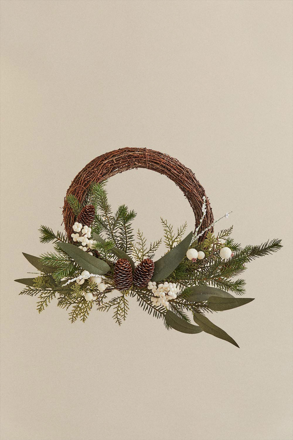 Corona di Natale decorativa in rattan con pigne Fironila